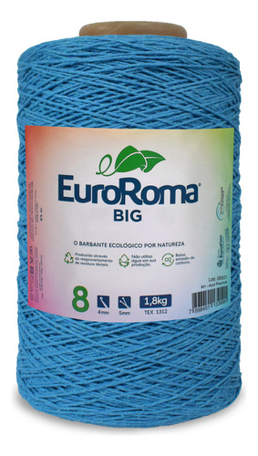 Barbante Euroroma Colorido 0901- Azul Piscina N.8 1,8 Kg