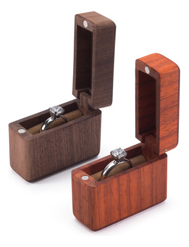 Caja De Anillos De Madera Para Compromiso, Propuesta Y Boda