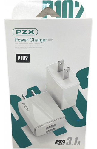 Cabezal De Carga Pzx Para Celular P102 Salida Usb 3.1a P102 Color Blanco