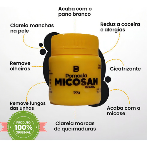 Pomada Micosan Pano Branco Para Micoses Em Geral 50g