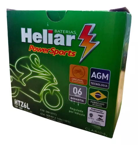 Encontre na Hipervarejo Bateria Moto CG 150 Heliar HTZ6L PowerSports Selada  5Ah 12V Clique agora! - Hipervarejo