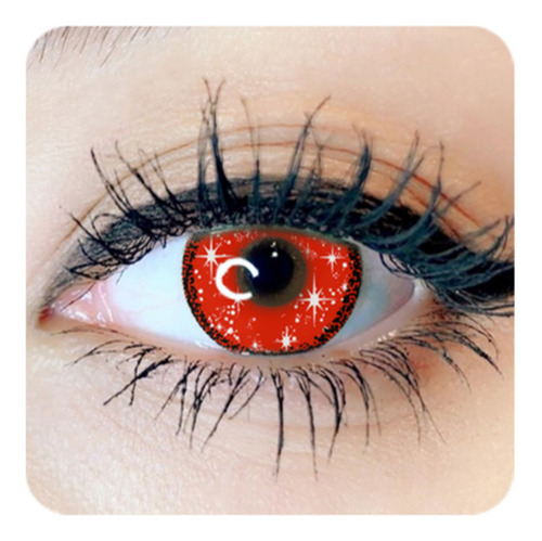 Lentes De Contacto Rojo Con Brillos Pupilente Cosplay
