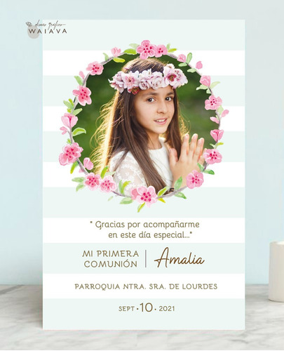 Imagen 5 de 10 de Estampas Nenas Primera Comunión Rect. Con Foto X 3u