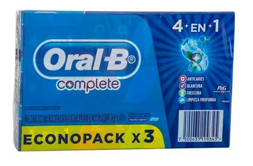 Pasta De Dientes Oral-b Complete 4en1 Con Flúor 80g 3pack