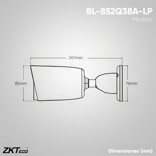 Zkteco Cámara Ip Bullet Para Reconocimiento De Placas De 2mp Bl-852q38a-lp Con Audio Y Alarma / Software Lpr Integrado / Lente Motorizado / Poe / Ip67 / Ranura Para Tarjeta Sd / Video Vigilancia