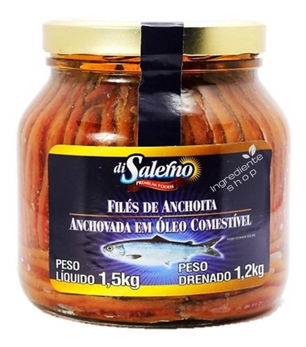 Aliche Filé De Anchova Di Salerno Em Óleo Comestível 1,5kg