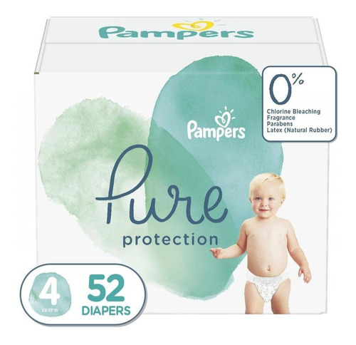 Set De 52 Pañales Talla 4 Pampers Pure Protection Natural