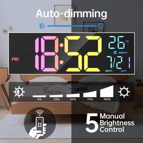 Reloj De Pared Digital 16.2 Pulgadas Marca Modelo Específico Color De La Estructura Color Del Fondo