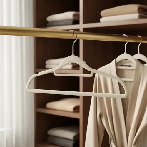 Vittak Kit 50 Cabides Adulto Veludo Slim Antideslizante Organizador Roupas Cor Bege