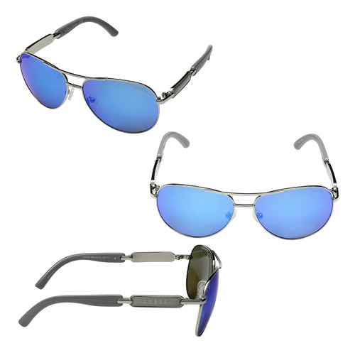 Lentes De Sol Aviador - Gafas Guess Gu7295 -mujer Dark Blue