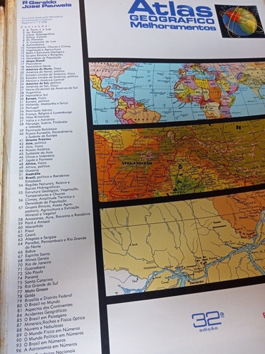Atlas Geografico Melhoramentos Por Geraldo Jose Pauwels (Usado)