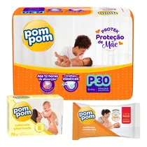 Comprar Kit Chá Bebê Fralda P Pom Pom, Toalha Umedecida E Sabonete