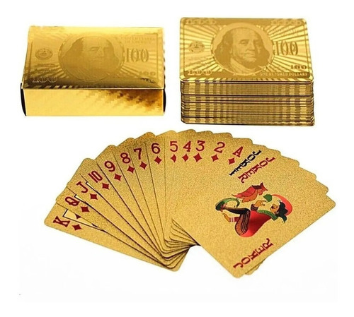 Baralho Dourado Poker Ouro Carta Jogos Impermeável Flexivel 