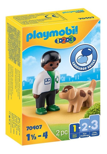 Playmobil Individual 1-2-3 Veterinario Con Perro 70407