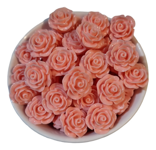 Flor De Resina Com Furo 15mm Cor: Rosa 20 Unidades