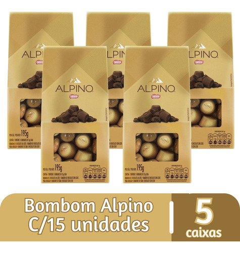 Chocolate Alpino Nestle Kit C/ 5 Caixas De 15 Unidades 195 G