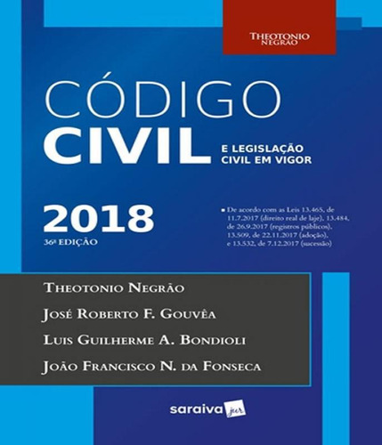 Livro Codigo Civil E Legislacao Civil Em Vigor - 36 Ed