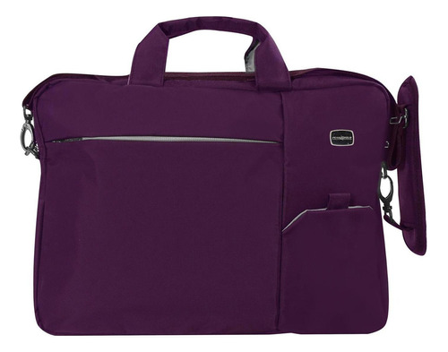 Portafolio Portalaptop Mochila Moderno Casual Cierre Color Violeta oscuro Diseño de la tela Liso