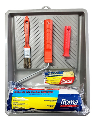 Kit De Pintura De Parede Completo Rolo Lã Sintetica 5 Peças