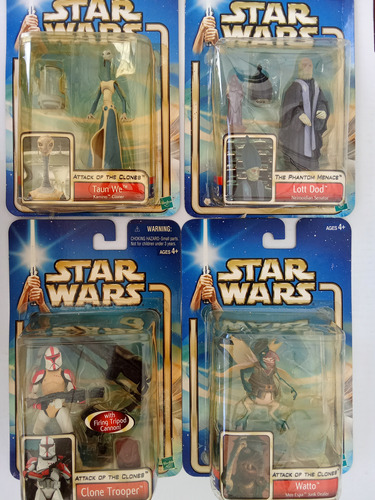 Lote 4 Figuras Star Wars Attack Of The Clones Reempacado (Usado)