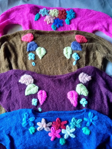 Sweater Bordado A Mano Mohair Hermoso Super Delicado