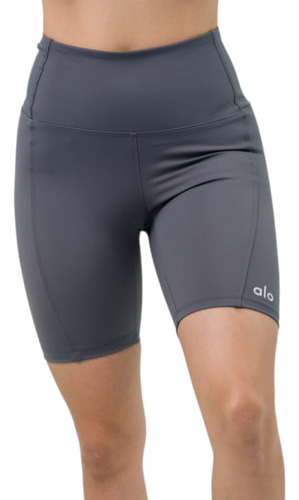 Short Biker Alo Yoga Dama Licra Cintura Alta Gym Fit Casual