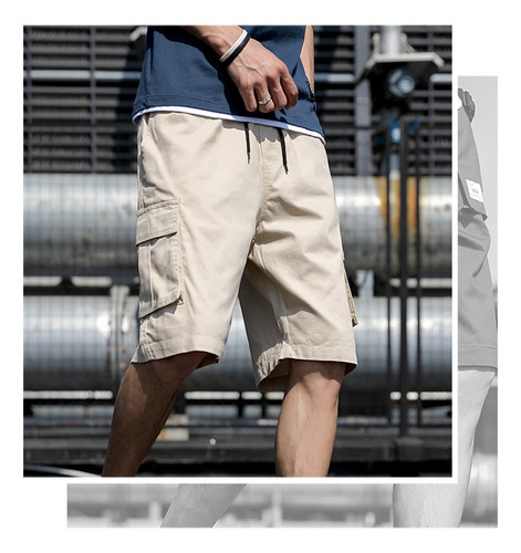 Bermudas De Algodón Tipo Cargo Para Hombre, Casuales