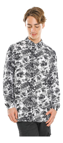 Camisa Estampada Manga Larga C&a De Hombre