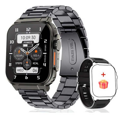 Reloj Inteligente 2 Acero Inoxidable Bluetooth Para Hombre Color De La Caja Negro Color De La Correa Negro Color Del Bisel Negro