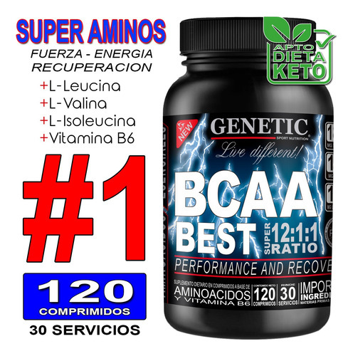 N1 Bcaa 12:1:1 Súper Aminoácidos Recuperación Fuerza Genetic