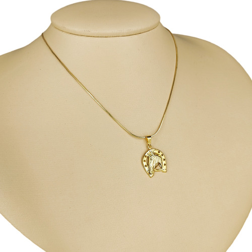 Cordão Feminino Moeda Antiga 45cm + Ferradura Boiadeira Cor Dourado