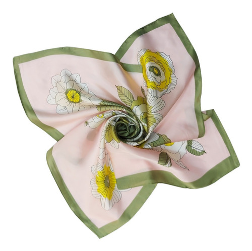 Pañuelo Silk Feeling / 70x70cm / Conjunto Floral Rosa