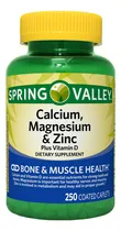 Comprar Calcio + Magnesio + Zinc 250 Tabletas Eg C13 de Spring Valley 250 mg Esencial para la formación de hueso Apoya la salud nerviosa, muscular y cardíaca. Sin gluten, sabores artificiales o conservantes.