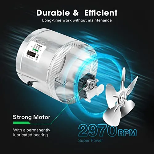 Extractor En Lnea Vivosun 8puLG 420 Cfm + Ducto De Aluminio