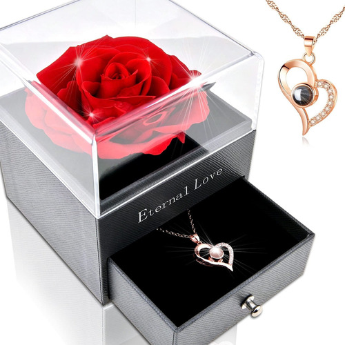 Ea Set Regalo San Valentín Collar Flores Eternas 100 Idiomas