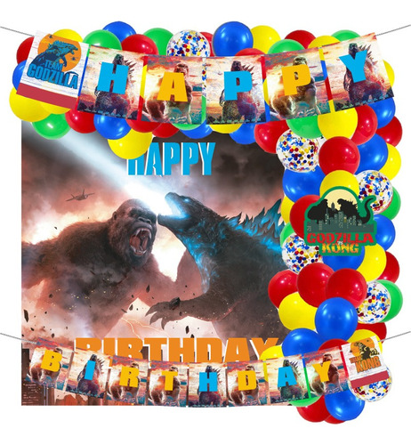 Kit Decorativo Cumpleaños Godzilla Vs King Kong