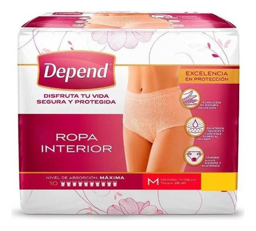 Pañales Para Adultos Depend Ropa Interior Mediana X 28 u Talla 28-40