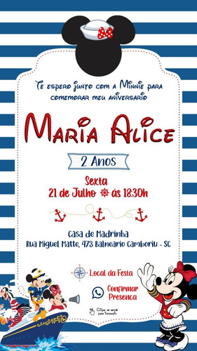 Convite Minnie Rosa Digital Interativo Online Whatsapp