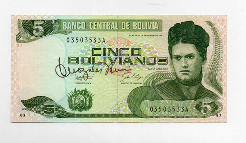 Bolivia 5 Bolivares 1986