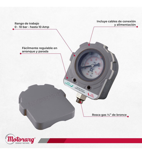 Presostato Prelex Regulable 0-4bar - Hasta 2hp Motorarg