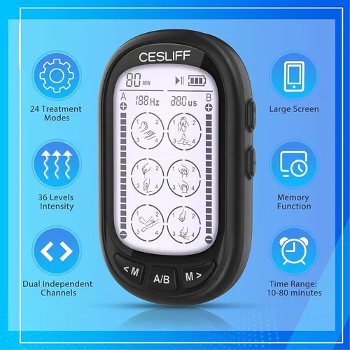 ~? Cesliff Dual Channel Tens Ems Unit Large Screen 24 Modes