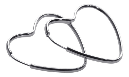 Imagem 1 de 6 de Brinco Argola Pequena De Prata 925 Coração - 25mm Feminina