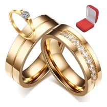 Comprar Par Alianças Anéis Aparadores Titânio Banhado A Ouro 18k