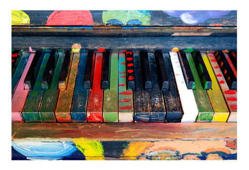 Vinilo 20x30cm Piano Teclas Pintadas Colores Artistico