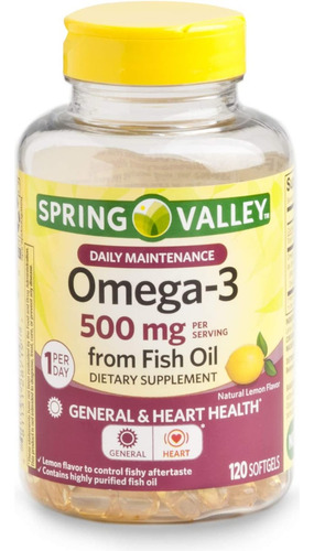 Spring Valley Omega-3 / 500 Mg Por Servicio / 120 Cápsulas