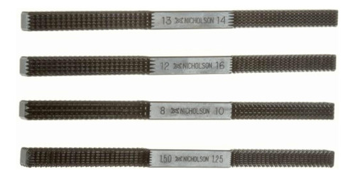 Nicholson 4 Piece Thread Repair File Set, Single Cut, Square