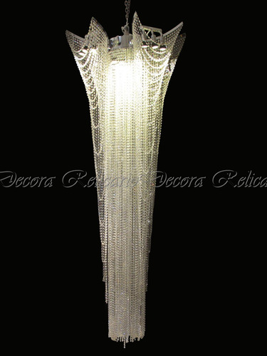 Lustre Gigante Design Cascata Alta Cascata Luxuosa