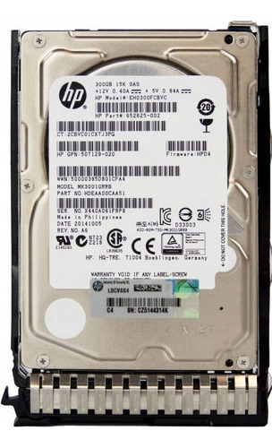 Hd Sas Hp 300gb 15k 2.5 Eh0300fcbvc 507129-020 Mk3001grrb Cor Prateado