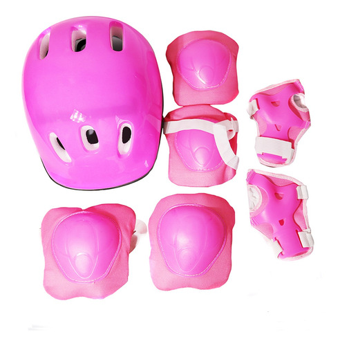 Kit Capacete Joelheira Cotoveleira Infantil - Rosa Menina