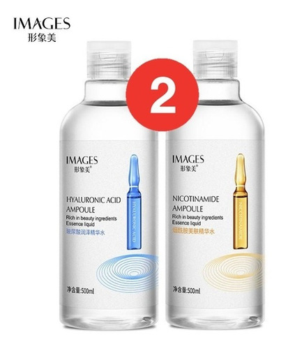 Imagen 1 de 6 de Tónico Facial Acido Hialuronico/nicotinamida 500ml 2pzas
